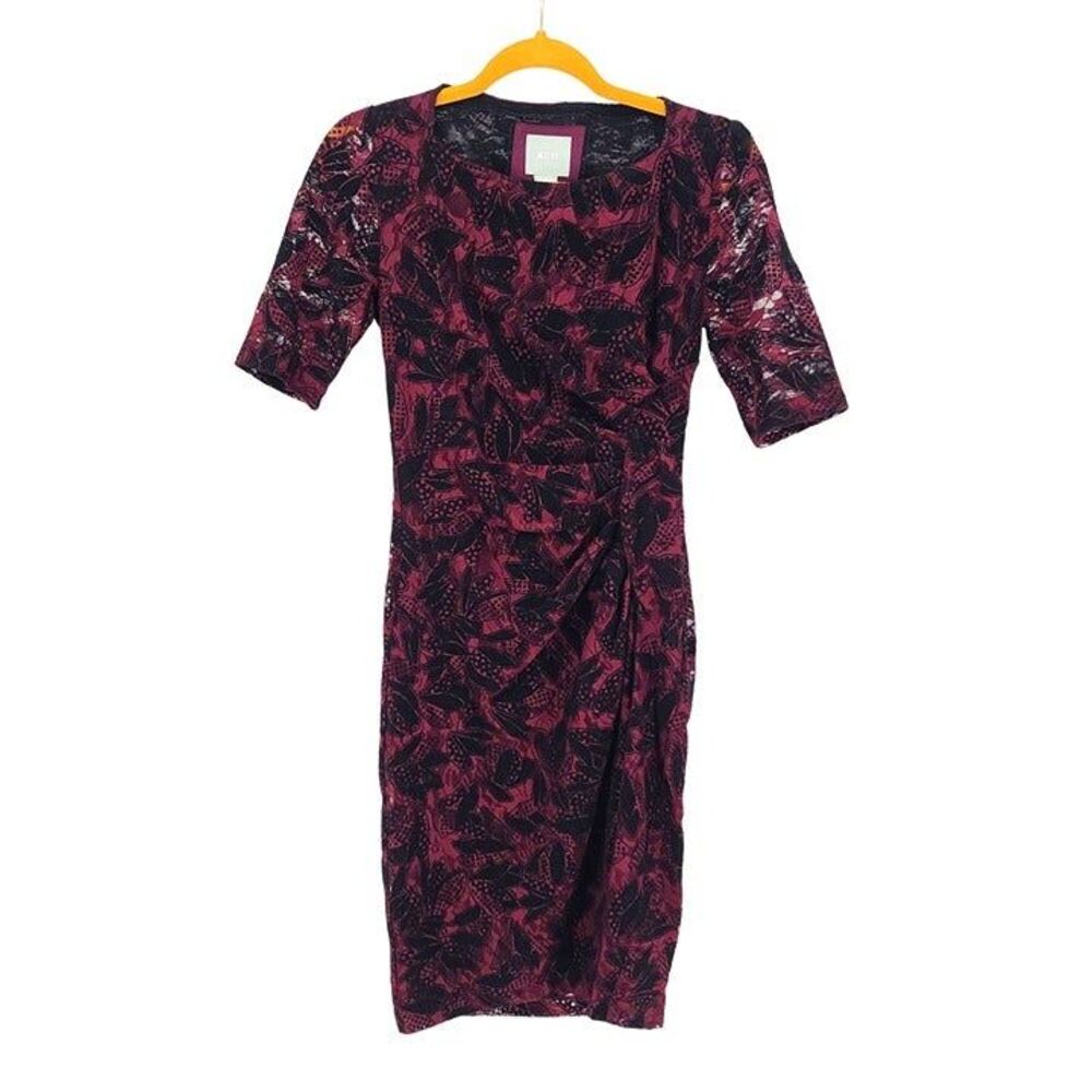 Anthropologie Maeve Elorn Lace Burgundy and Black Lace Dress Size 2